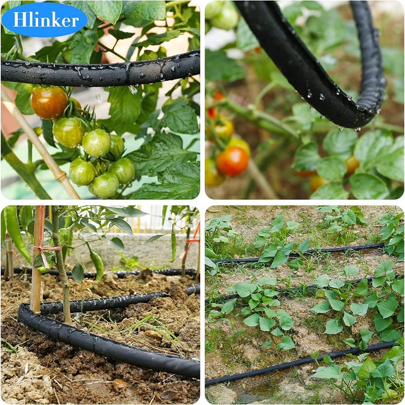 Hlinker 2026 Flat Soaker Hose 100 ft (50ft 2Packs) with Stake for Garden, Linkable Drip Hose Diy Automates Garden Irrigation System Saving 88% Water, Dual-layer Leak-free Design Water Hose with Holes - Image 4